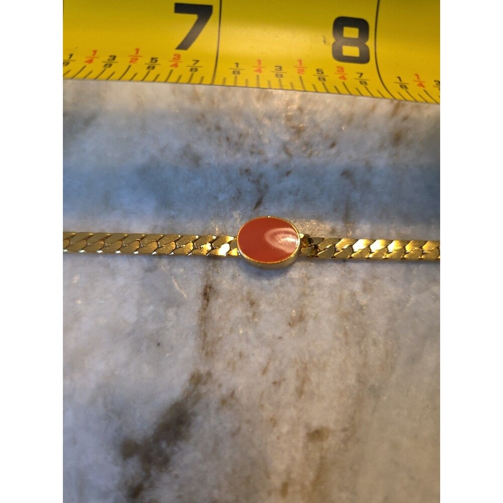 vintage NOS Biagi 15" gold tone necklace w/ coral celluloid charm